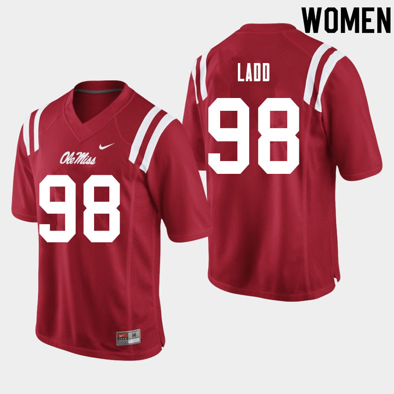 Clayton Ladd Ole Miss Rebels NCAA Women's Red #98 Stitched Limited College Football Jersey WNE6858HA